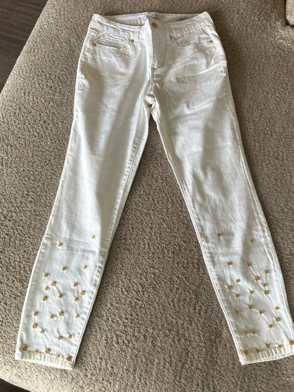 sofia by sofia vergara White Skinny Jeans with Gold Studs